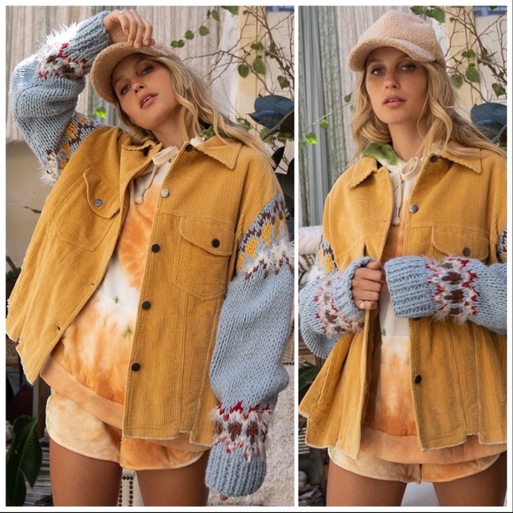 *LAST ONE* Winter Corduroy & Knitted Sleeve Jacket - Picture 5 of 13